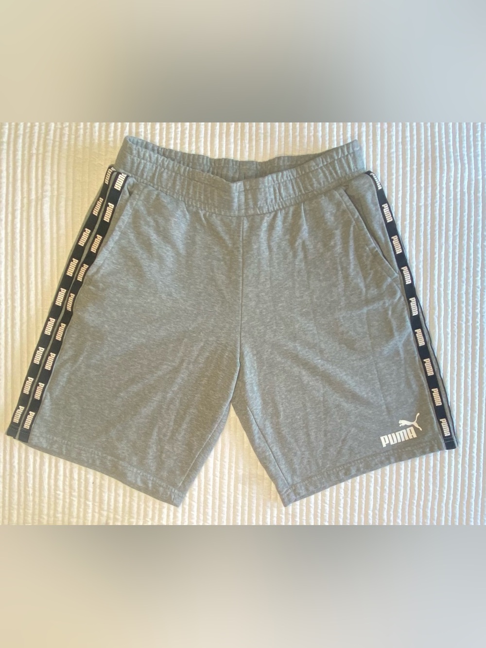 Puma  Light Gray Athletic Shorts with Branded Side Tape